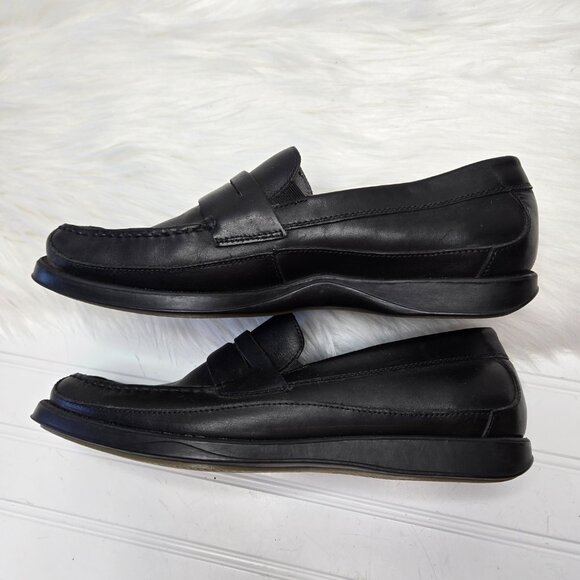 Hush Puppies Loafer Dress Shoes Men's Size 10 Shoreline Black Leather Slip On - Picture 6 of 10